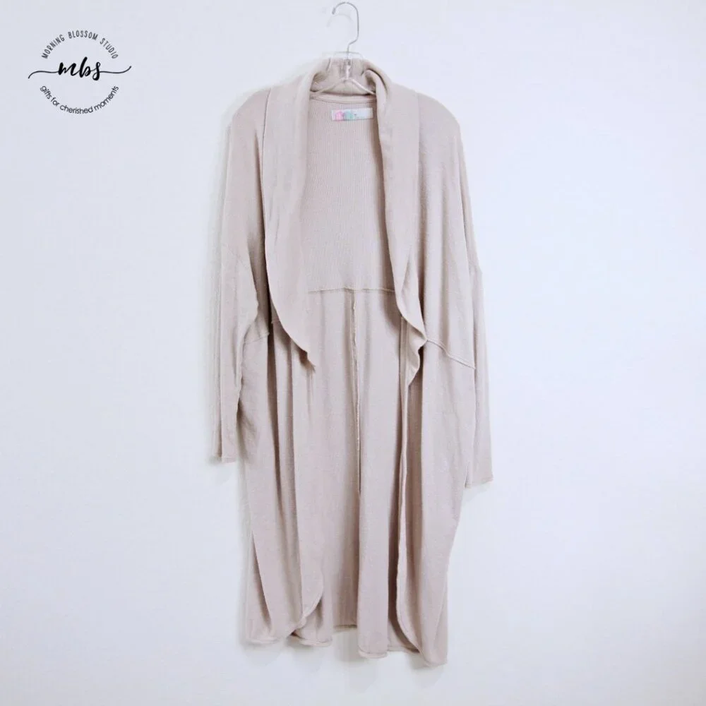 Free People Beach Long Oversized Open‎ Cardigan Sweater Duster Beige Women XS